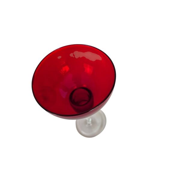 Vintage Red Cranberry Glass Candle Holders Tall Red Christmas Holiday Set of 2 - Picture 7 of 10